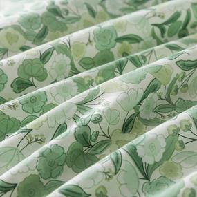 img 2 attached to Travan Green Floral Duvet Cover Set - 100% Cotton, Ultra Soft, Reversible, Queen Size With Zipper Closure