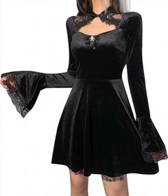 img 1 attached to Black Lace Mini Sleeveless Gothic Summer Dress - Draped Bodycon Vintage Goth Dress