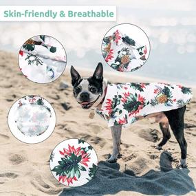 img 2 attached to Get Your Furry Friend Ready For Summer With A Hawaiian Shirt For Dogs - Floral Cool T-Shirt Clothes, Dog Outfits For Small Dogs In White (Large Size)