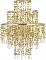 gold acrylic chandelier shade with crystal beads and 3 tiers - perfect for bedroom, wedding, or party decoration - 12.6" diameter логотип