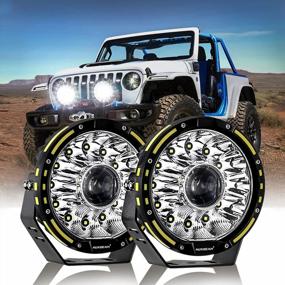 img 4 attached to Auxbeam 7 Inch Round LED Offroad Lights, 230W 33332LM Super Bright Long Distance Driving Light Round Work Light, Spot Flood Light With DT Connector Wiring Harness Kit For Truck Jeep Pickup ATV UTV
