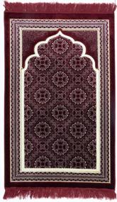 img 3 attached to Modefa Turkish Islamic Prayer Rug - Soft Velvet Janamaz Praying Carpet - Comfortable Muslim Praying Mat For Men & Women - Ramadan Or Eid Gift - With Kufi Prayer Cap - Elegant Swirl (Red)