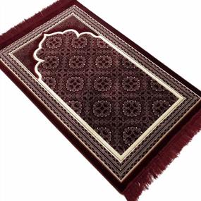 img 2 attached to Modefa Turkish Islamic Prayer Rug - Soft Velvet Janamaz Praying Carpet - Comfortable Muslim Praying Mat For Men & Women - Ramadan Or Eid Gift - With Kufi Prayer Cap - Elegant Swirl (Red)