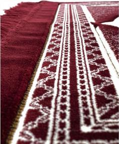 img 1 attached to Modefa Turkish Islamic Prayer Rug - Soft Velvet Janamaz Praying Carpet - Comfortable Muslim Praying Mat For Men & Women - Ramadan Or Eid Gift - With Kufi Prayer Cap - Elegant Swirl (Red)