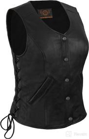 img 2 attached to True Element Women's Longer Length Motorcycle Leather Vest: Side Laces, Black (Sizes XS-3XL)