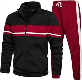 img 4 attached to Stay Active And Comfortable: TOLOER Men'S Full Zip Athletic Tracksuit For Warm Jogging