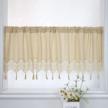 handmade cotton linen kitchen curtain with crochet lace tassel - 59x12 inch window valance cafe curtain by zhh logo