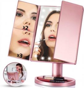 img 4 attached to Get Flawless Makeup With BriteNway'S Portable LED Vanity Mirror: Tri-Fold, Magnified And Touch Screen With High-Powered Lights