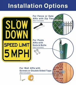 img 2 attached to (4 Pack) Slow Down Speed Limit 5 MPH Sign, Slow Down Sign, Traffic Sign,18 X 12 Inches Engineer Grade Reflective Sheeting, Rust Free Aluminum, Weather Resistant, Waterproof, Durable Ink, Easy To Mount