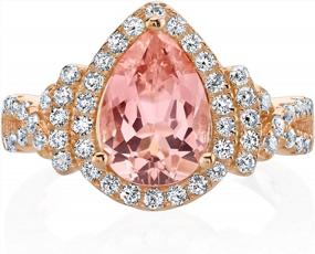 img 2 attached to Stunning Simulated Morganite Tear-Drop Ring In Rose-Tone Sterling Silver By Peora