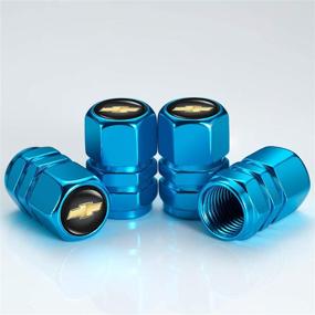 img 2 attached to 🚗 Logo Valve Stem Caps for Chevrolet Cruze Malibu Camaro Colorado Equinox Silverado - Personalized Car Wheel Tire Modification Accessories (4PCS, Blue)