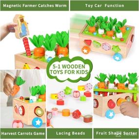 img 2 attached to Montessori Carrot Harvest Game: JUZBOT Wooden Fruit Lacing Beads Educational Learning Toys for 1 2 3 Year Old Boys and Girls - Perfect Baby Toddler Gift (1-4 Year Old)