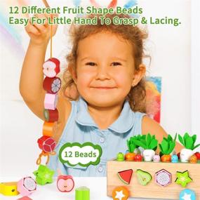 img 1 attached to Montessori Carrot Harvest Game: JUZBOT Wooden Fruit Lacing Beads Educational Learning Toys for 1 2 3 Year Old Boys and Girls - Perfect Baby Toddler Gift (1-4 Year Old)