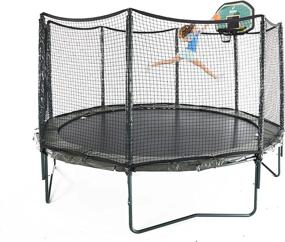 img 2 attached to AlleyOOP VariableBounce Trampoline W/Safety Enclosure & Proflex Basketball Set - Pro-Level Spring Performance 12' & 14'