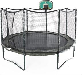 img 4 attached to AlleyOOP VariableBounce Trampoline W/Safety Enclosure & Proflex Basketball Set - Pro-Level Spring Performance 12' & 14'