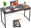foxemart computer desk, 47 inch study writing desk for home office workstation, modern simple style laptop table with storage bag/drawer,black and espresso logo