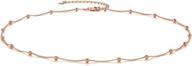 минималистское изящное ожерелье-чокер с подвеской в ​​виде спутниковой бусины для женщин - серебро 925 пробы с золотым покрытием, 16 ''+ 2'', регулируемая длина логотип