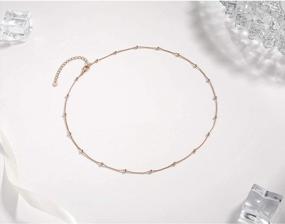 img 2 attached to Минималистское изящное ожерелье-чокер с подвеской в ​​виде спутниковой бусины для женщин - серебро 925 пробы с золотым покрытием, 16 ''+ 2'', регулируемая длина