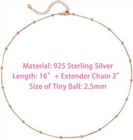 img 3 attached to Minimalist Dainty Satellite Bead Chain Pendant Choker Necklace For Women - 925 Sterling Silver With Gold Plating, 16''+2'' Adjustable Length