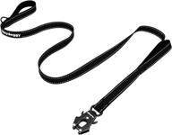 🐾 6ft reflective nylon dog leash - heavy duty training leash with dual comfort handles & auto lock frog clip - improved traffic control for large medium small dogs - enhanced safety, no pull walking - black, 6ft logo