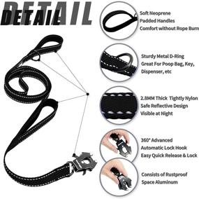 img 3 attached to 🐾 6ft Reflective Nylon Dog Leash - Heavy Duty Training Leash with Dual Comfort Handles & Auto Lock Frog Clip - Improved Traffic Control for Large Medium Small Dogs - Enhanced Safety, No Pull Walking - Black, 6ft