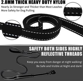 img 2 attached to 🐾 6ft Reflective Nylon Dog Leash - Heavy Duty Training Leash with Dual Comfort Handles & Auto Lock Frog Clip - Improved Traffic Control for Large Medium Small Dogs - Enhanced Safety, No Pull Walking - Black, 6ft