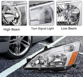 img 2 attached to 🔦 BRYGHT Chrome Headlight Assembly Set for 2003-2007 Honda Accord with Amber Reflector - Replacement Parts