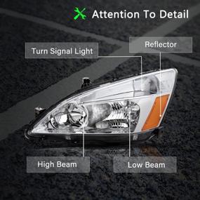 img 3 attached to 🔦 BRYGHT Chrome Headlight Assembly Set for 2003-2007 Honda Accord with Amber Reflector - Replacement Parts