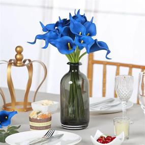 img 3 attached to Realistic Royal Blue Calla Lilies: Efavormart 20 Pack Of 14" Tall Artificial Single Stem Flowers With Real Touch Feel