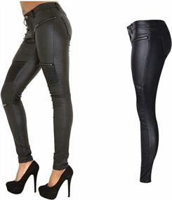 img 3 attached to Sexy And Stretchy Pu Leather Leggings For Women In Black And Coffee - Available In USA Sizes