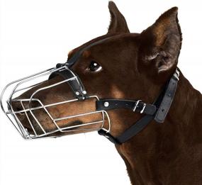 img 4 attached to Secure And Comfortable Wire Basket Dog Muzzle For Dobermans With Adjustable Leather Straps - Size Medium