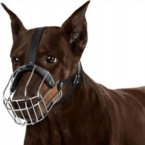 img 3 attached to Secure And Comfortable Wire Basket Dog Muzzle For Dobermans With Adjustable Leather Straps - Size Medium