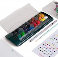 24 vivid watercolor paints set with brush - perfect for students, beginners & hobbyists (himi green) logo