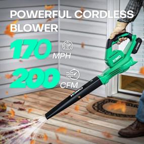 img 3 attached to KIMO Cordless Leaf Blower - Lightweight Handheld Blower With 200 CFM 170 MPH, Includes Battery And Charger, Ideal For Lawn Care, Yard, Patio, And Jobsites