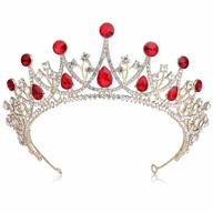 gold red crystal rhinestone bridal wedding queen crown tiara coucoland vintage logo