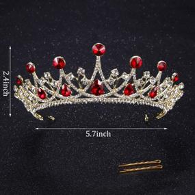 img 3 attached to Gold Red Crystal Rhinestone Bridal Wedding Queen Crown Tiara Coucoland Vintage