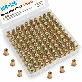 img 4 attached to Get A Strong Grip With TICONN'S 100 Pc SAE Rivet Nut Kit - Zinc Plated Carbon Steel Flat Head Insert Nut With Knurled Body (SAE UNC 8-32)
