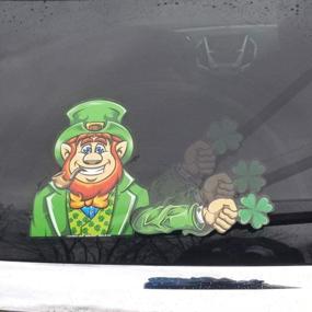img 3 attached to WiperTags Lucky The Leprechaun St Patricks Day Rear Wiper Decal For Enhanced Vehicle Accessory