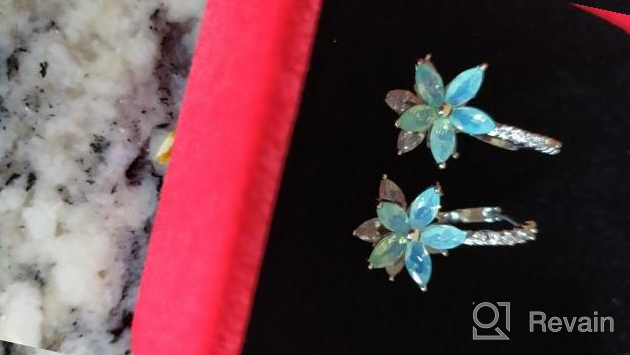 img 1 attached to CICINIO 14K Cubic Zirconia Sky Blue Rhinestone Flower Stud Earrings: Stunning Hypoallergenic Dangle Hook Earrings for Girls & Women review by Renee Sweet