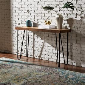 img 3 attached to Rivet Hairpin Tall Console Bar Table - Stylish Wood And Metal Design In Walnut And Black