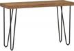 rivet hairpin tall console bar table - stylish wood and metal design in walnut and black logo