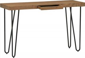 img 1 attached to Rivet Hairpin Tall Console Bar Table - Stylish Wood And Metal Design In Walnut And Black