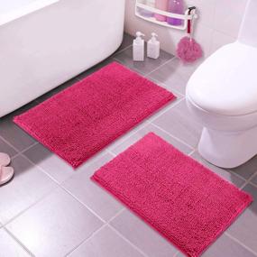 img 3 attached to Plush And Super Absorbent LuxUrux Bathroom Rug Mat Set - Chenille Microfiber Material, 20 X 30 Inch, Ideal For Shower And Bath
