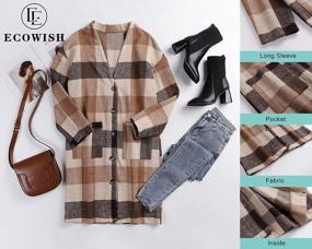 img 1 attached to ECOWISH Women'S Shacket Jacket - Winter Flannel Plaid Long Sleeve Button Trench Cardigan Coat Casual Outwear