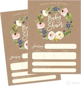 img 4 attached to 50 Fill-in Kraft Baby Shower Invitations, Burlap Rustic Custom Neutral Baby Shower Invites for Boy and Girl, Printable Baby Shower Invitation Cards