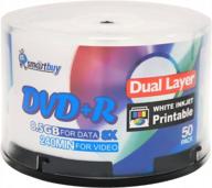 📀 seyoo smart buy 50 pack dvd+r dl 8.5gb 8x double layer printable white inkjet blank data recordable media 50 discs spindle (xg) logo