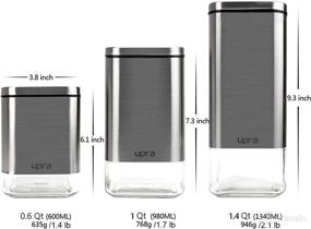 img 3 attached to 🔒 Stainless Steel Coffee Tea Sugar Container Set - Airtight Storage, 3Qt Square Canisters with Lids for Fresh Kitchen Counter Organization - BPA Free, Heavy Duty