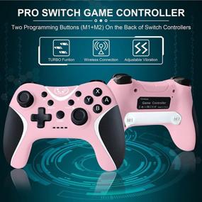 img 3 attached to Pink BRHE Wireless Switch Pro Controller - Compatible With Nintendo Switch N-S/Lite/OLED/Android/IOS 13.0+/PC - Ergonomic, Non-Slip Gamepad With Adjustable Joystick, Turbo Vibration