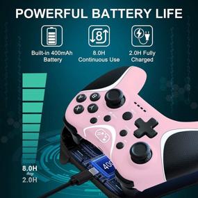 img 1 attached to Pink BRHE Wireless Switch Pro Controller - Compatible With Nintendo Switch N-S/Lite/OLED/Android/IOS 13.0+/PC - Ergonomic, Non-Slip Gamepad With Adjustable Joystick, Turbo Vibration