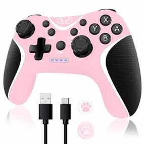 img 4 attached to Pink BRHE Wireless Switch Pro Controller - Compatible With Nintendo Switch N-S/Lite/OLED/Android/IOS 13.0+/PC - Ergonomic, Non-Slip Gamepad With Adjustable Joystick, Turbo Vibration